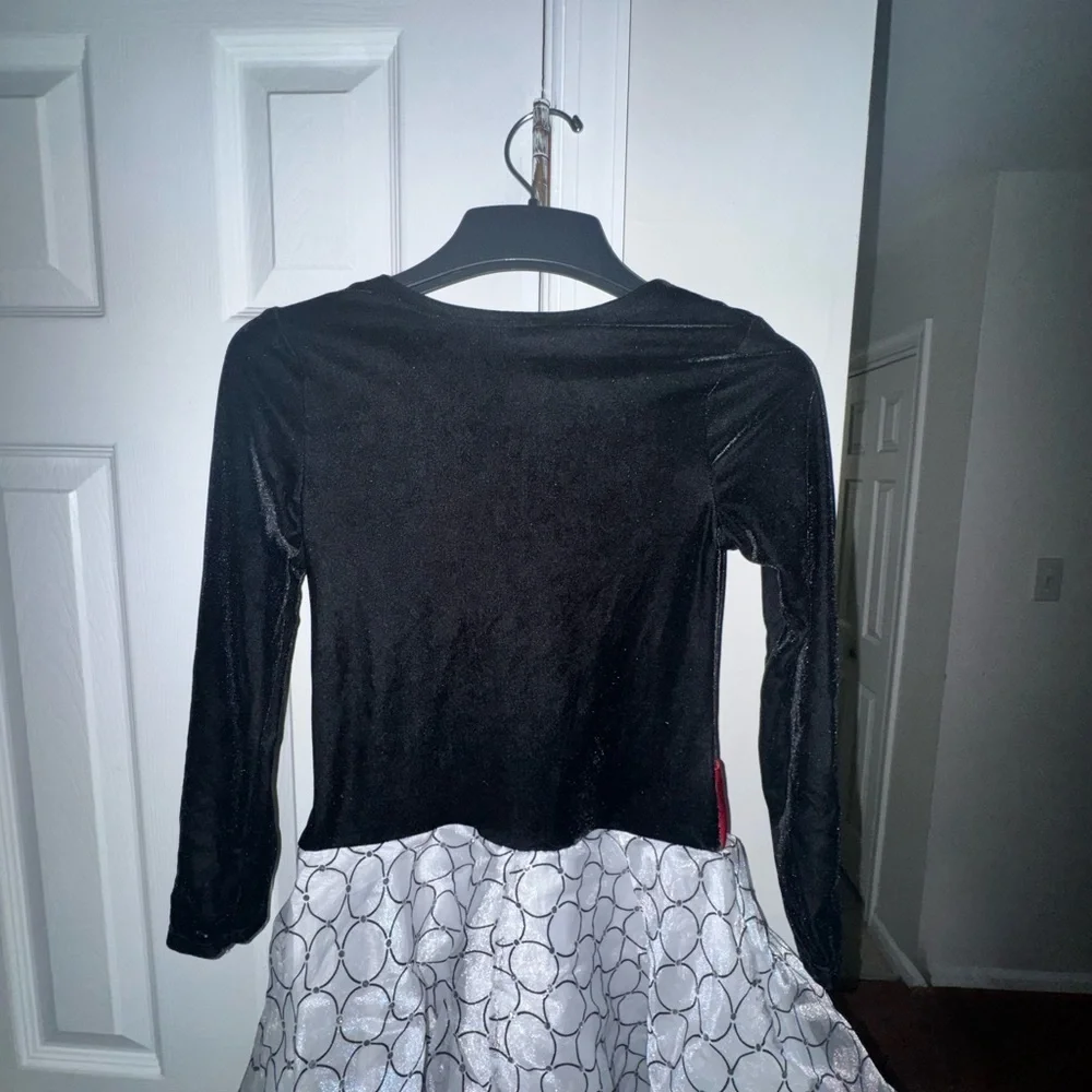 Bonnie Jean Black and White Dance Costume with Red Accent